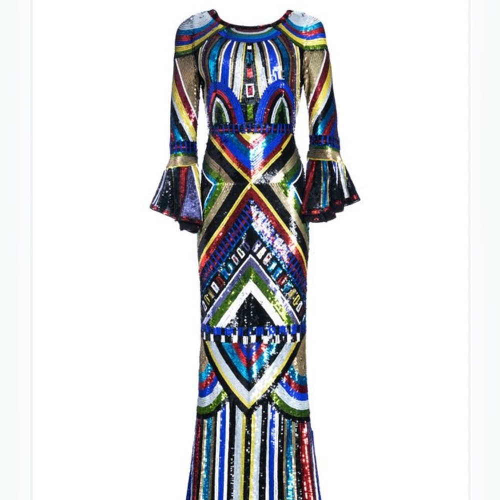 Multicolor Sequin Geometric Dress